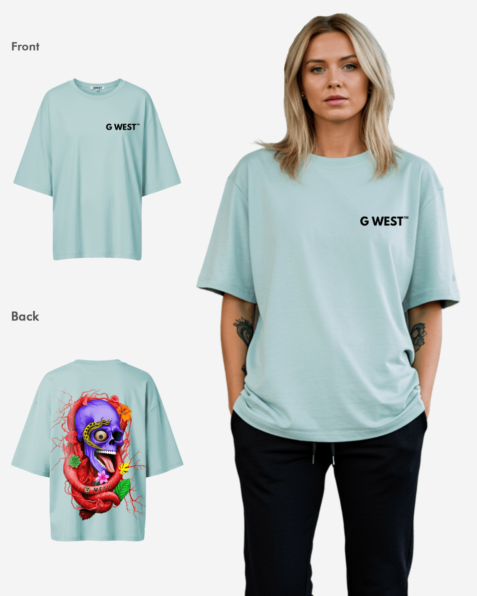 G West Oversized Premium Snake Skull T-Shirt - WOMEN - G West