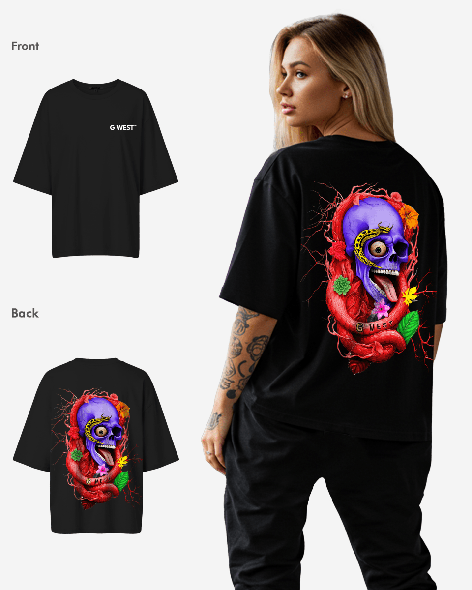 G West Oversized Premium Snake Skull T-Shirt - WOMEN - G West