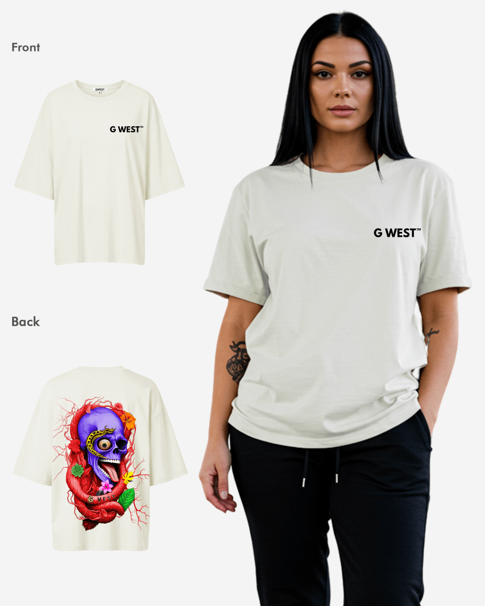 G West Oversized Premium Snake Skull T-Shirt - WOMEN - G West
