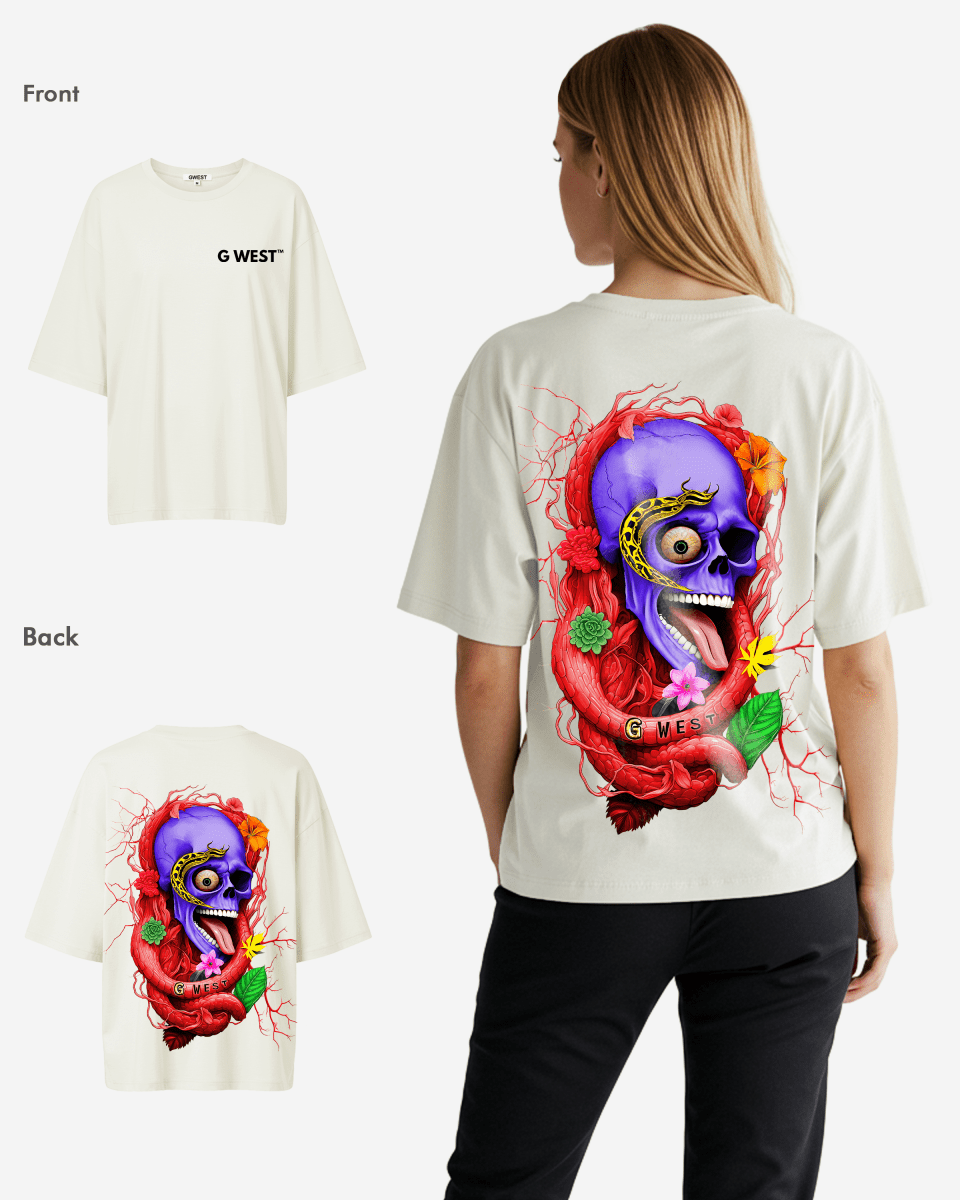 G West Oversized Premium Snake Skull T-Shirt - WOMEN - G West