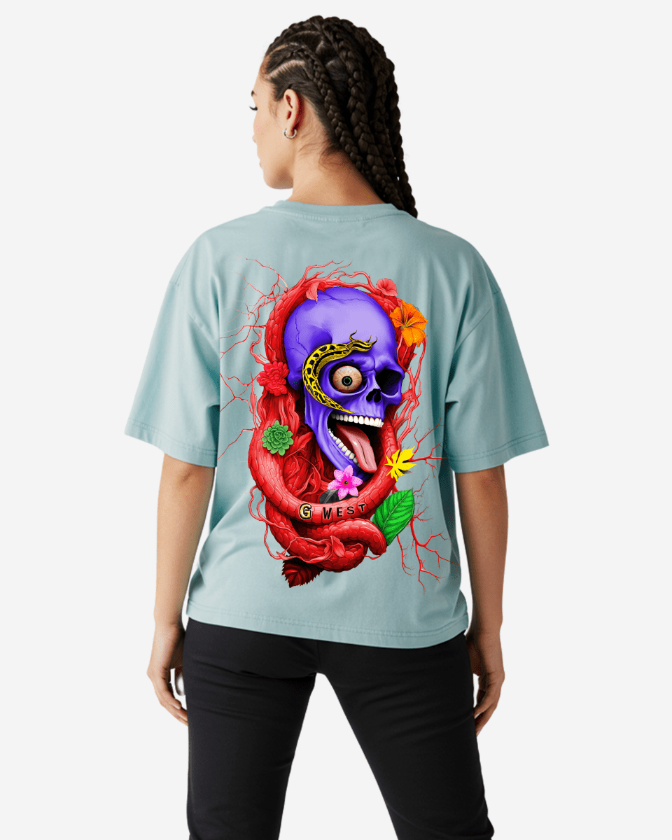 G West Oversized Premium Snake Skull T-Shirt - WOMEN - G West