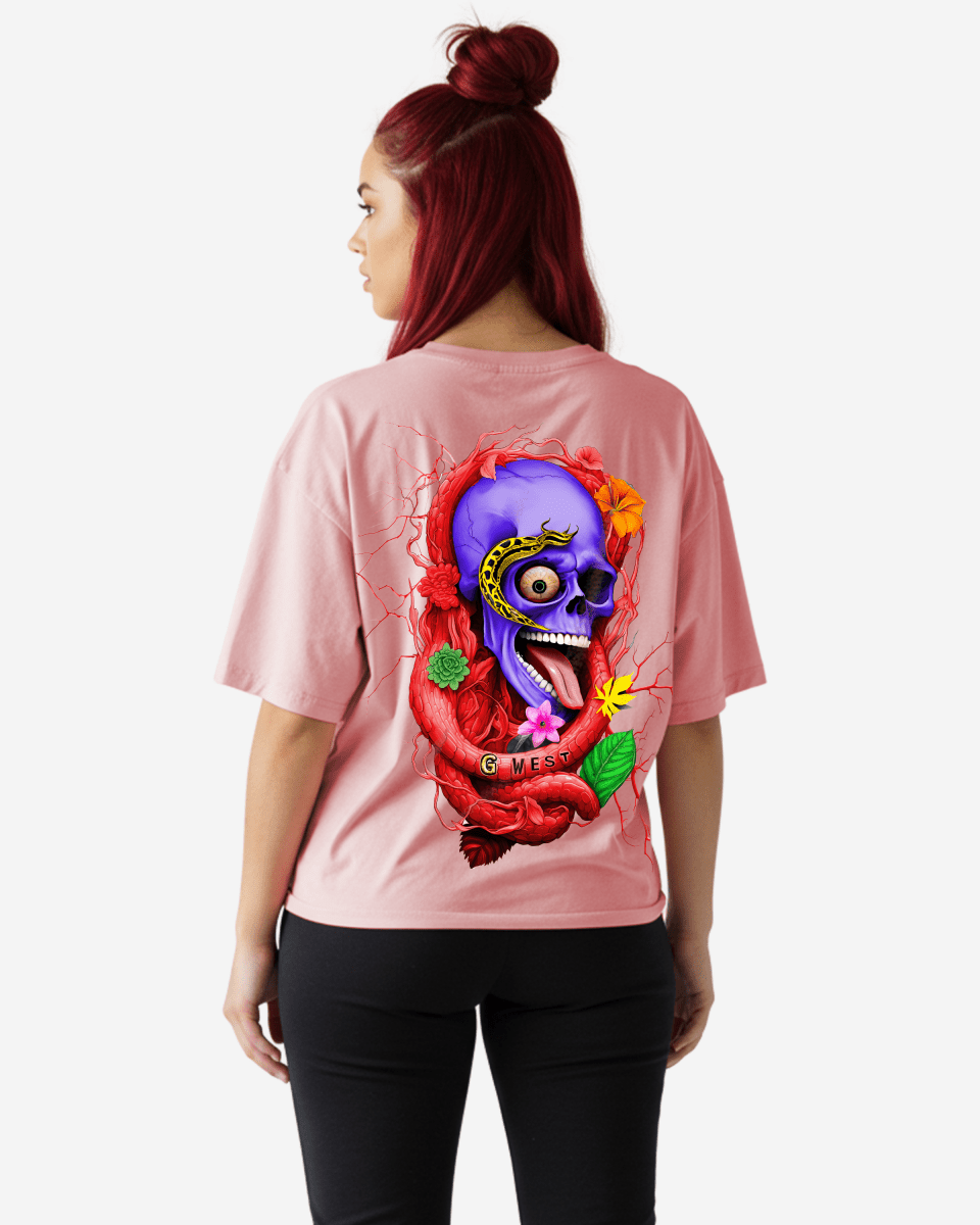G West Oversized Premium Snake Skull T-Shirt - WOMEN - G West