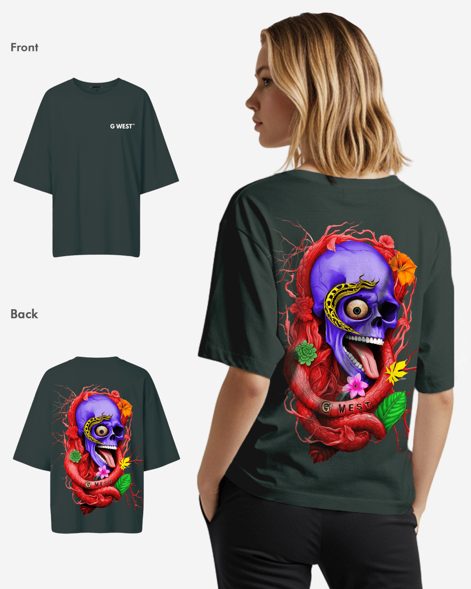 G West Oversized Premium Snake Skull T-Shirt - WOMEN - G West