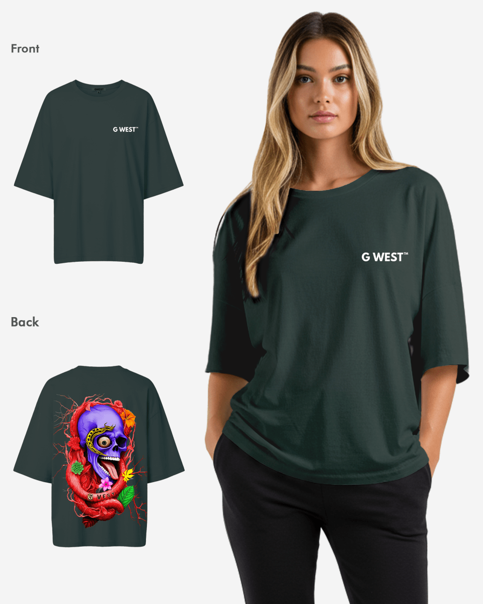 G West Oversized Premium Snake Skull T-Shirt - WOMEN - G West