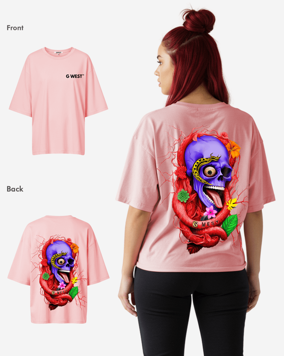 G West Oversized Premium Snake Skull T-Shirt - WOMEN - G West