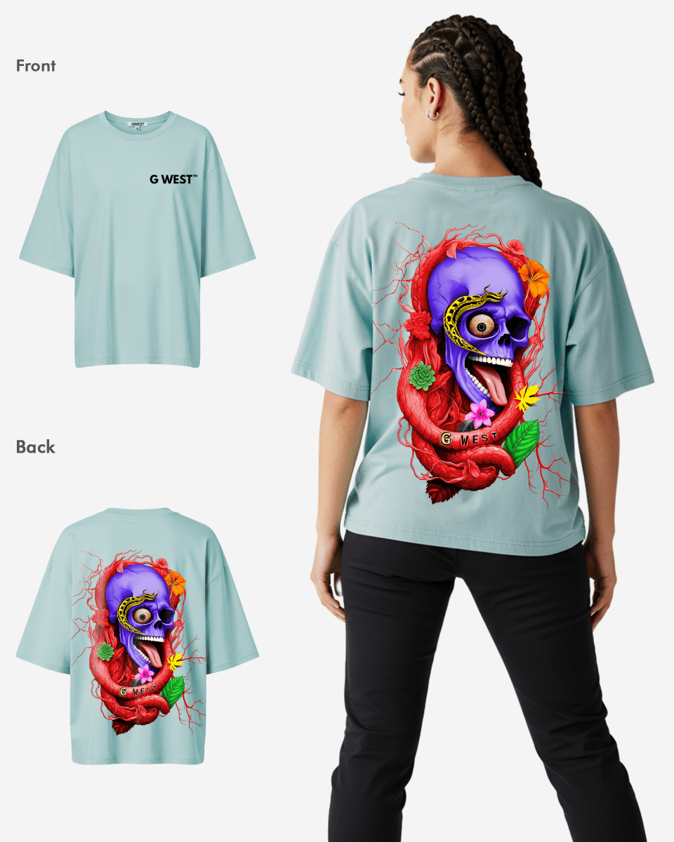 G West Oversized Premium Snake Skull T-Shirt - WOMEN - G West