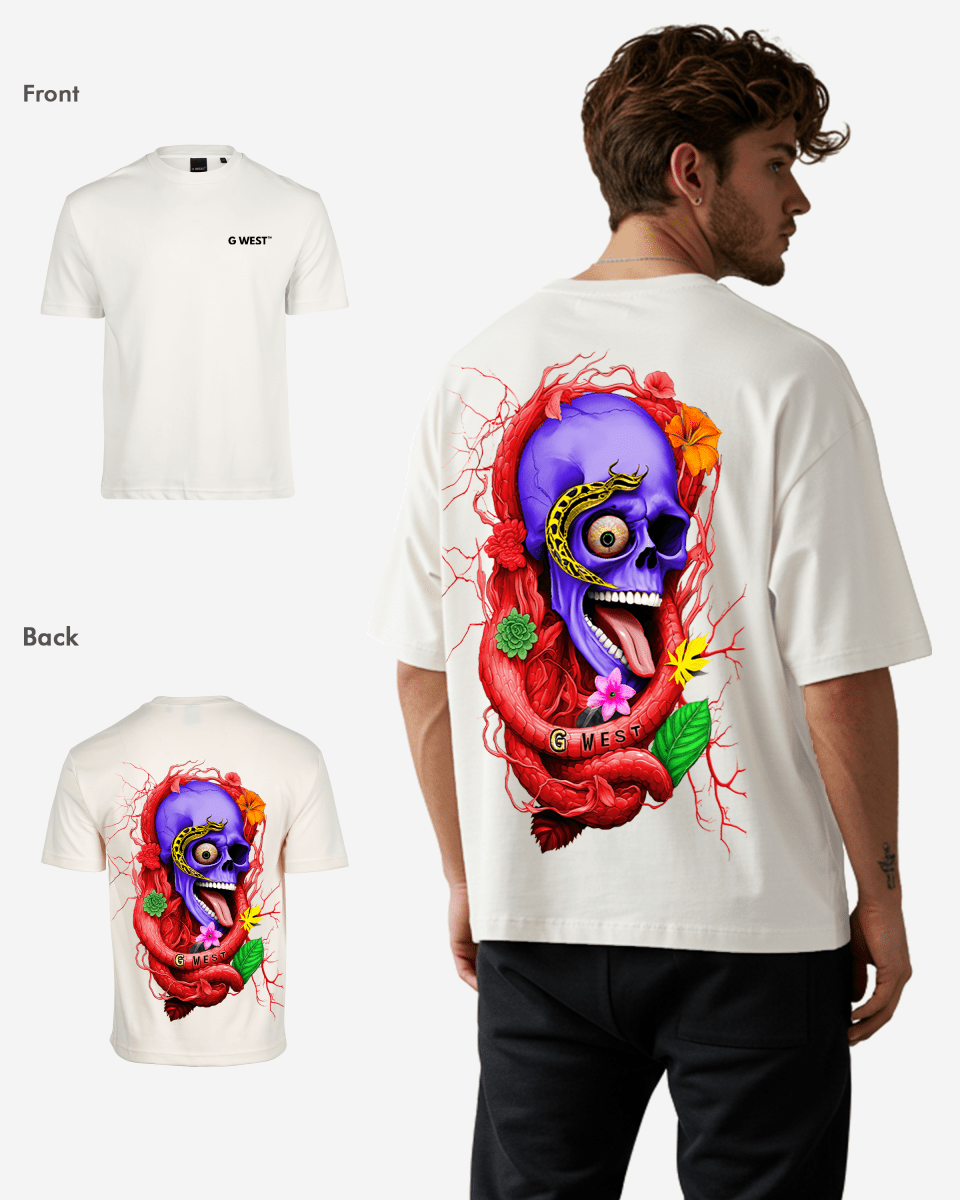 G WEST OVERSIZED PREMIUM SNAKE SKULL T - SHIRT - G West