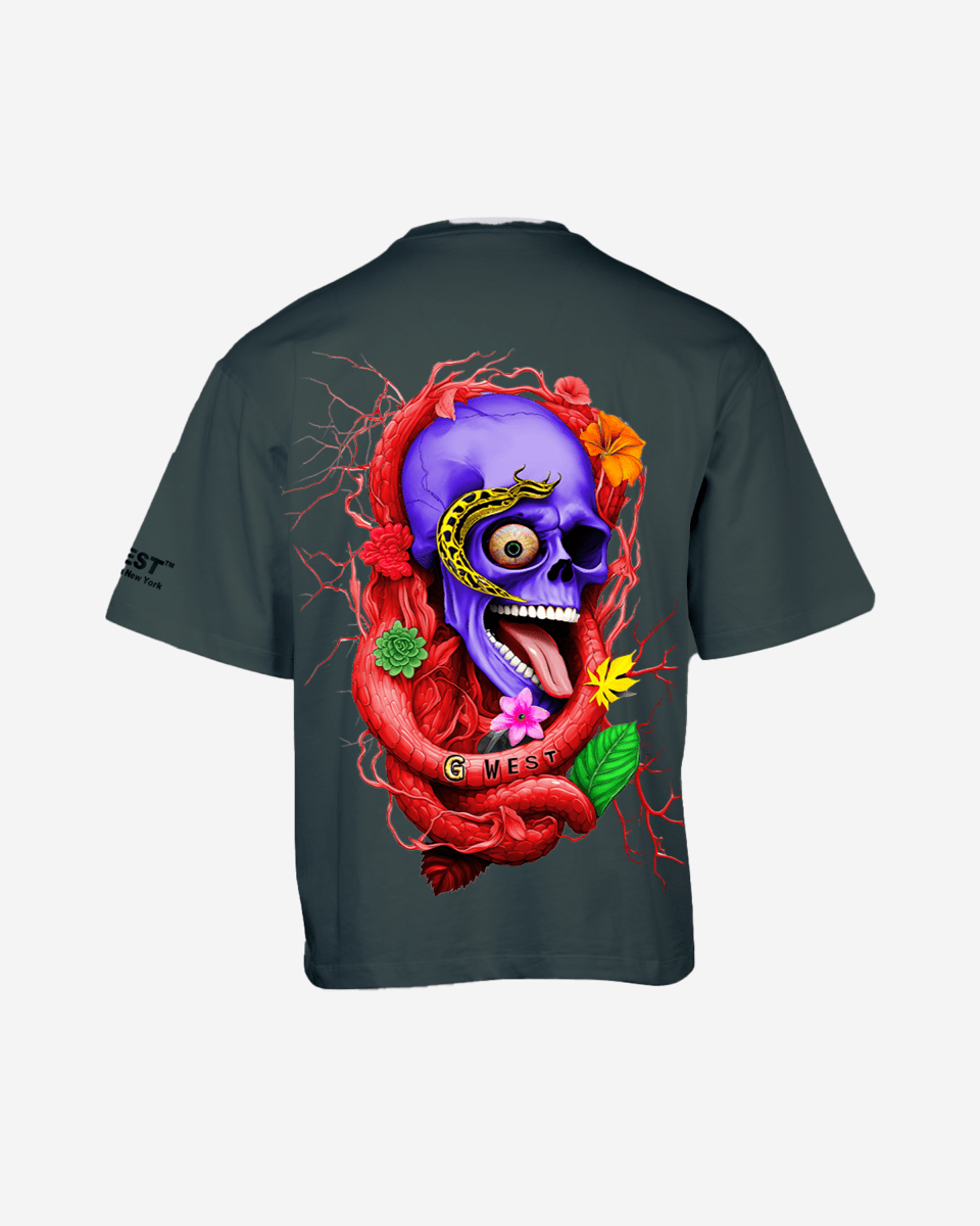 G WEST OVERSIZED PREMIUM SNAKE SKULL T - SHIRT - G West
