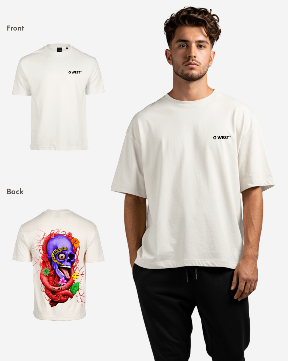 G WEST OVERSIZED PREMIUM SNAKE SKULL T - SHIRT - G West