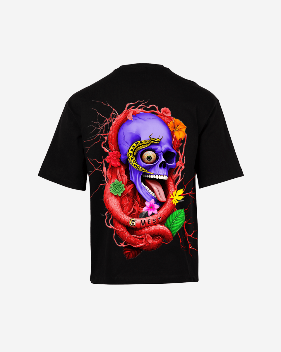 G WEST OVERSIZED PREMIUM SNAKE SKULL T - SHIRT - G West