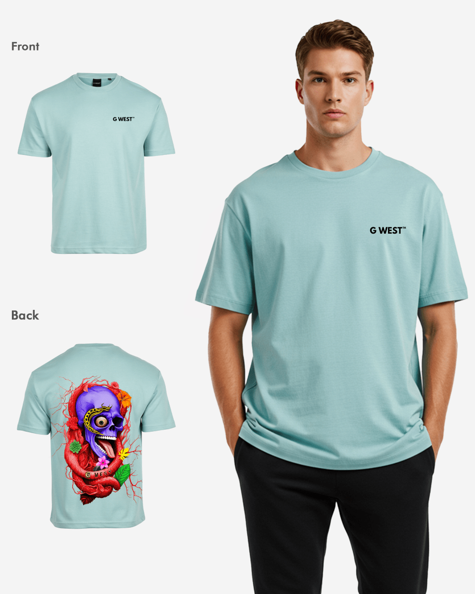 G WEST OVERSIZED PREMIUM SNAKE SKULL T - SHIRT - G West