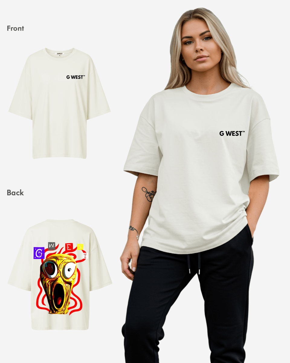 G West Oversized Premium T Shirt Scary Face - WOMEN - G West