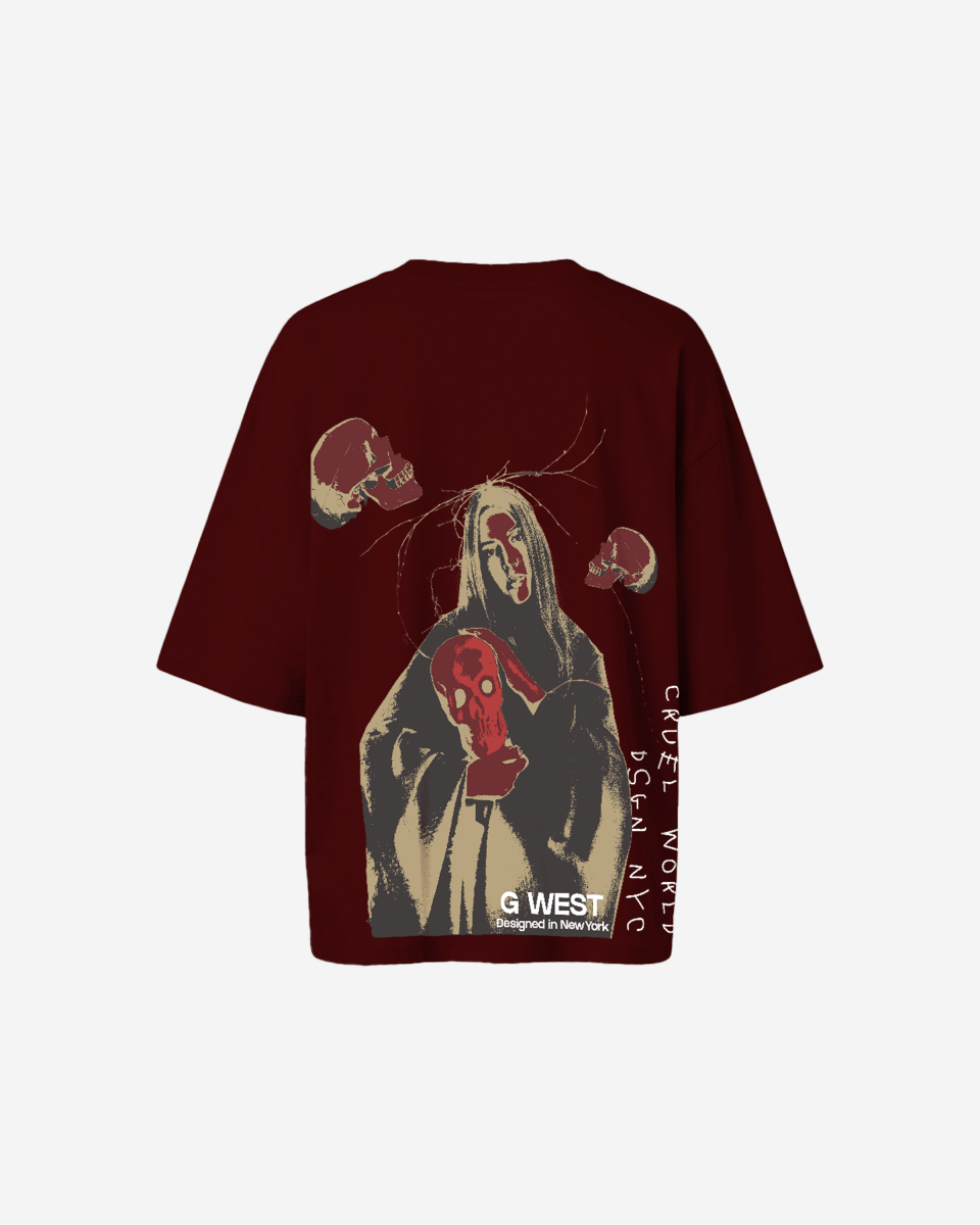G West Oversized Red Skull Tee - Women - G West