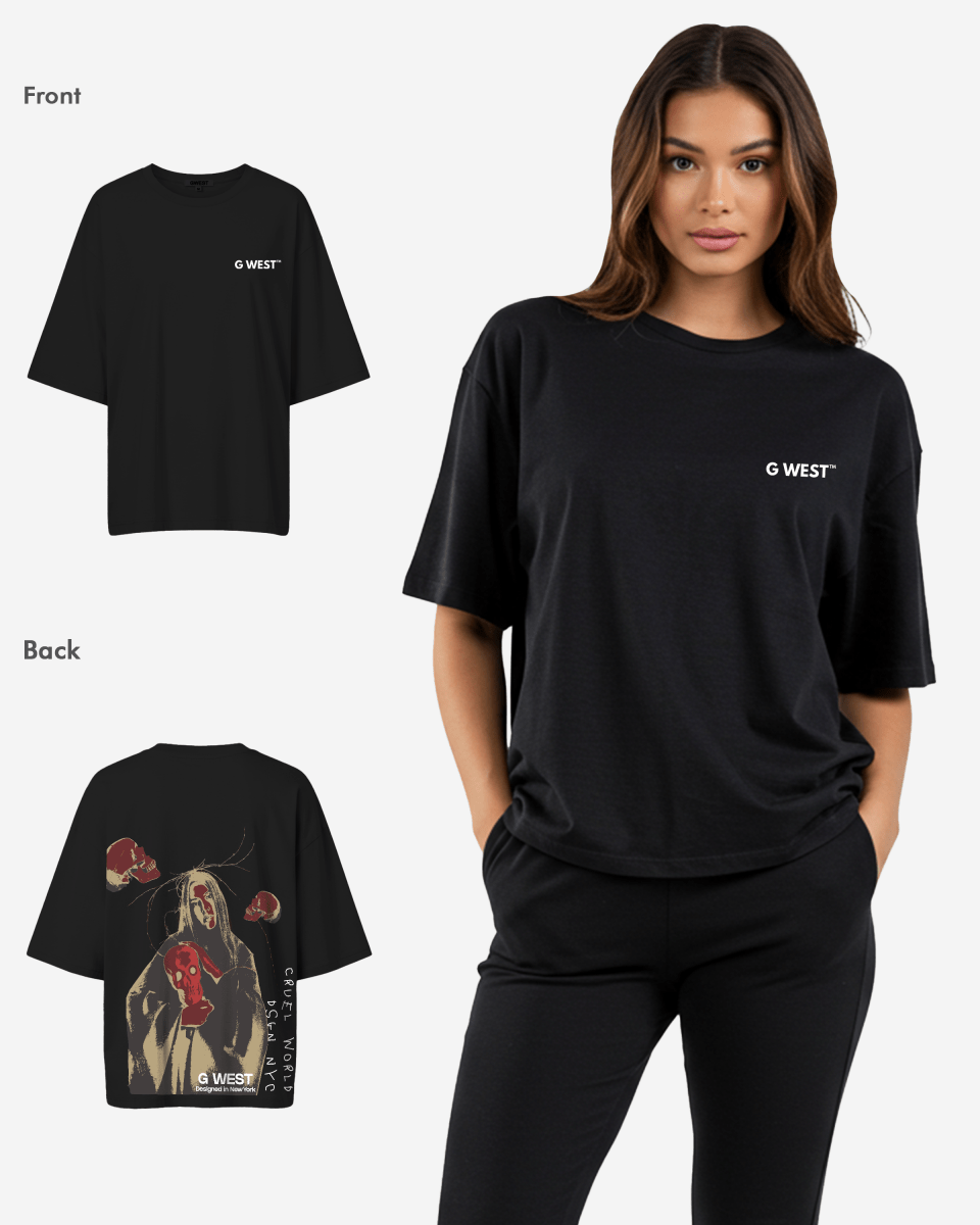 G West Oversized Red Skull Tee - Women - G West