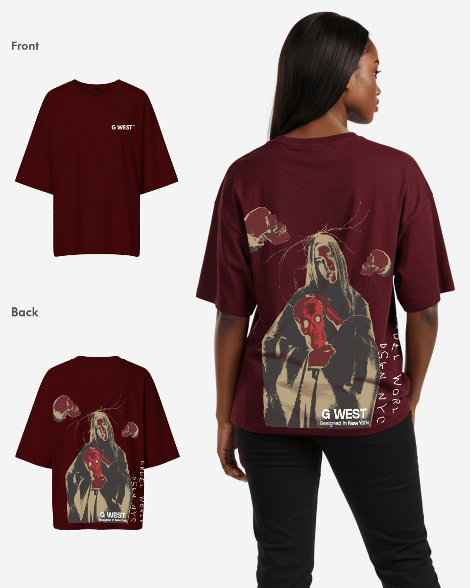 G West Oversized Red Skull Tee - Women - G West