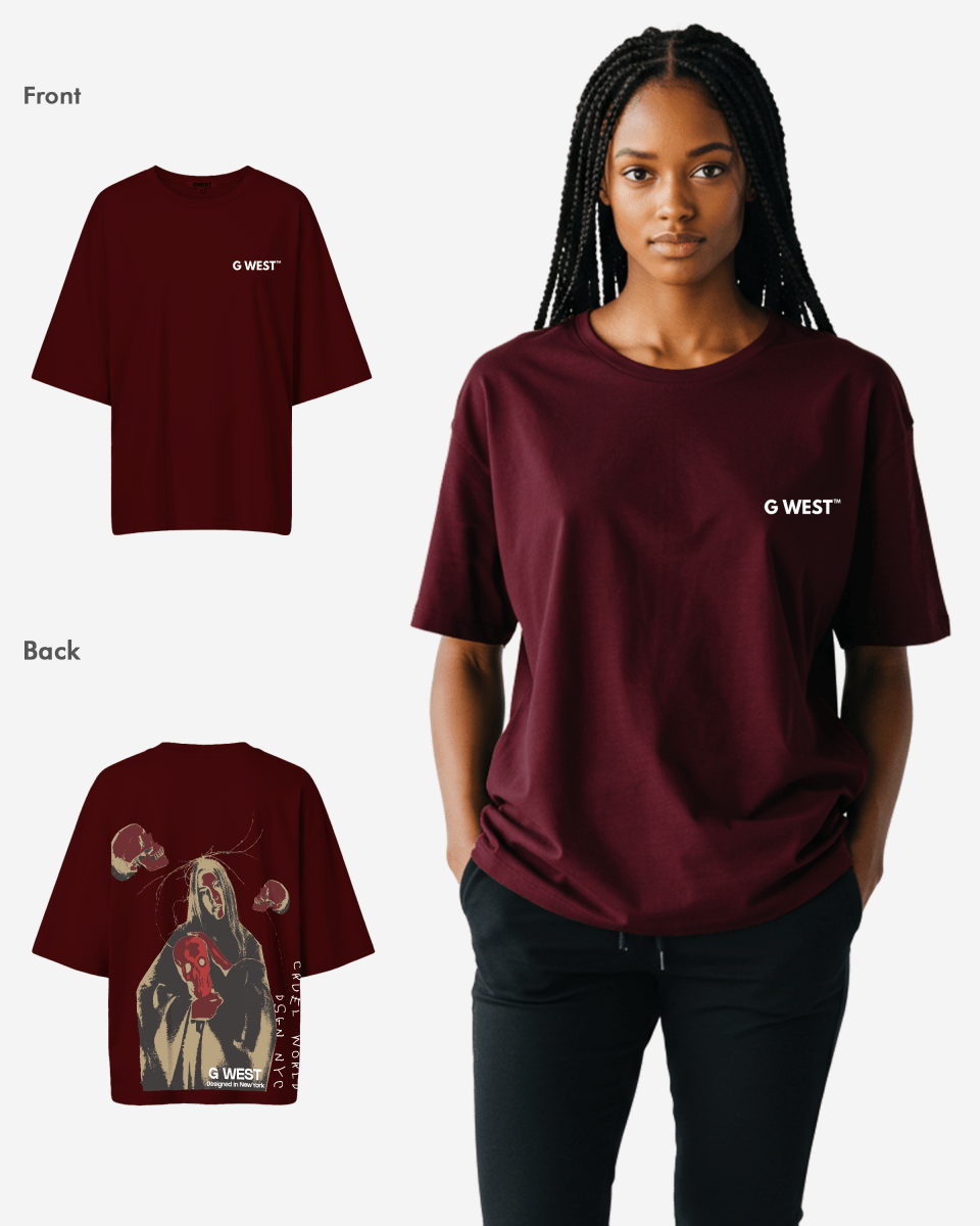 G West Oversized Red Skull Tee - Women - G West