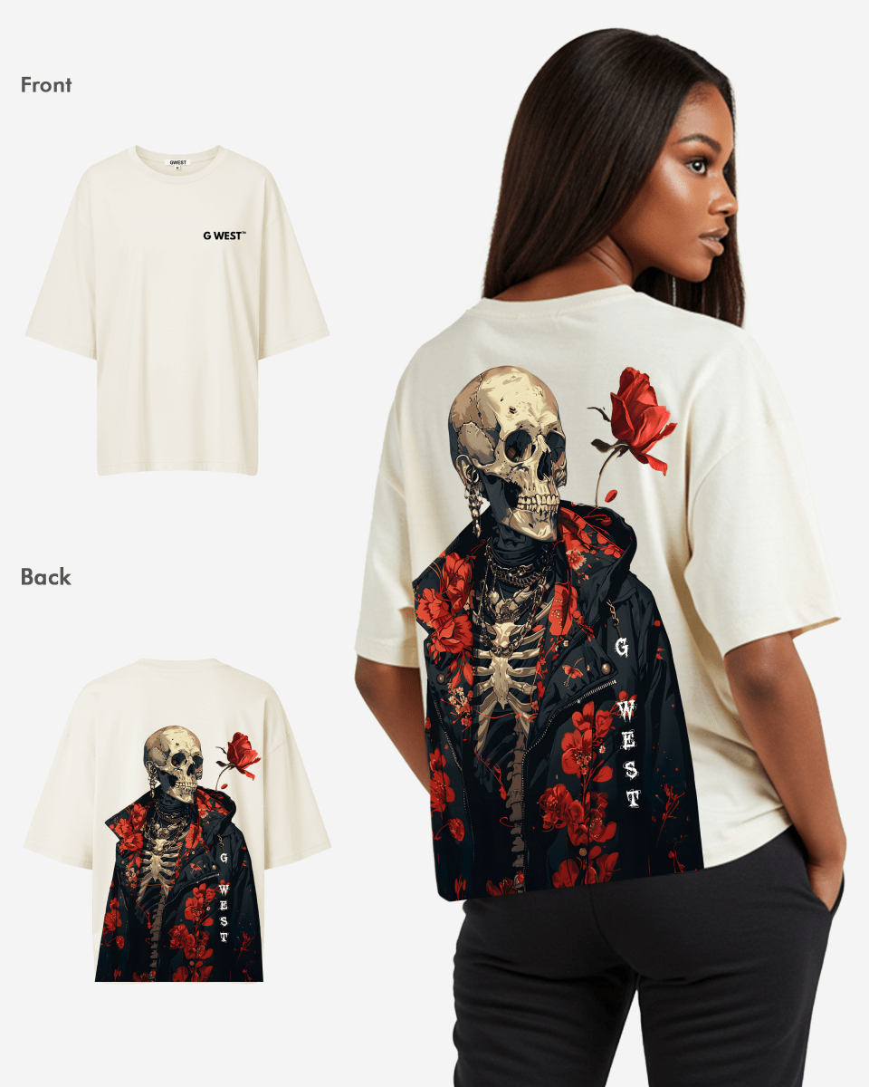 G West Oversized Skull & Rose T Shirt - WOMEN - G West
