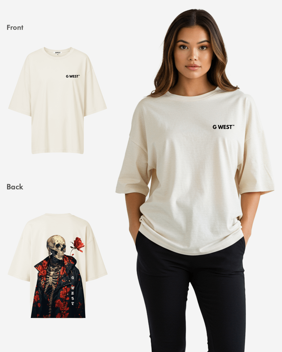 G West Oversized Skull & Rose T Shirt - WOMEN - G West