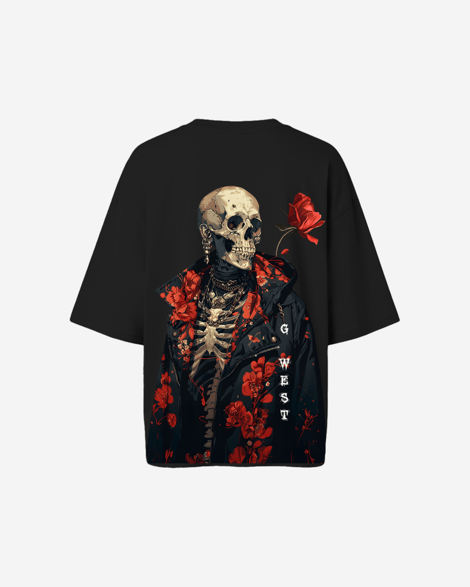 G West Oversized Skull & Rose T Shirt - WOMEN - G West