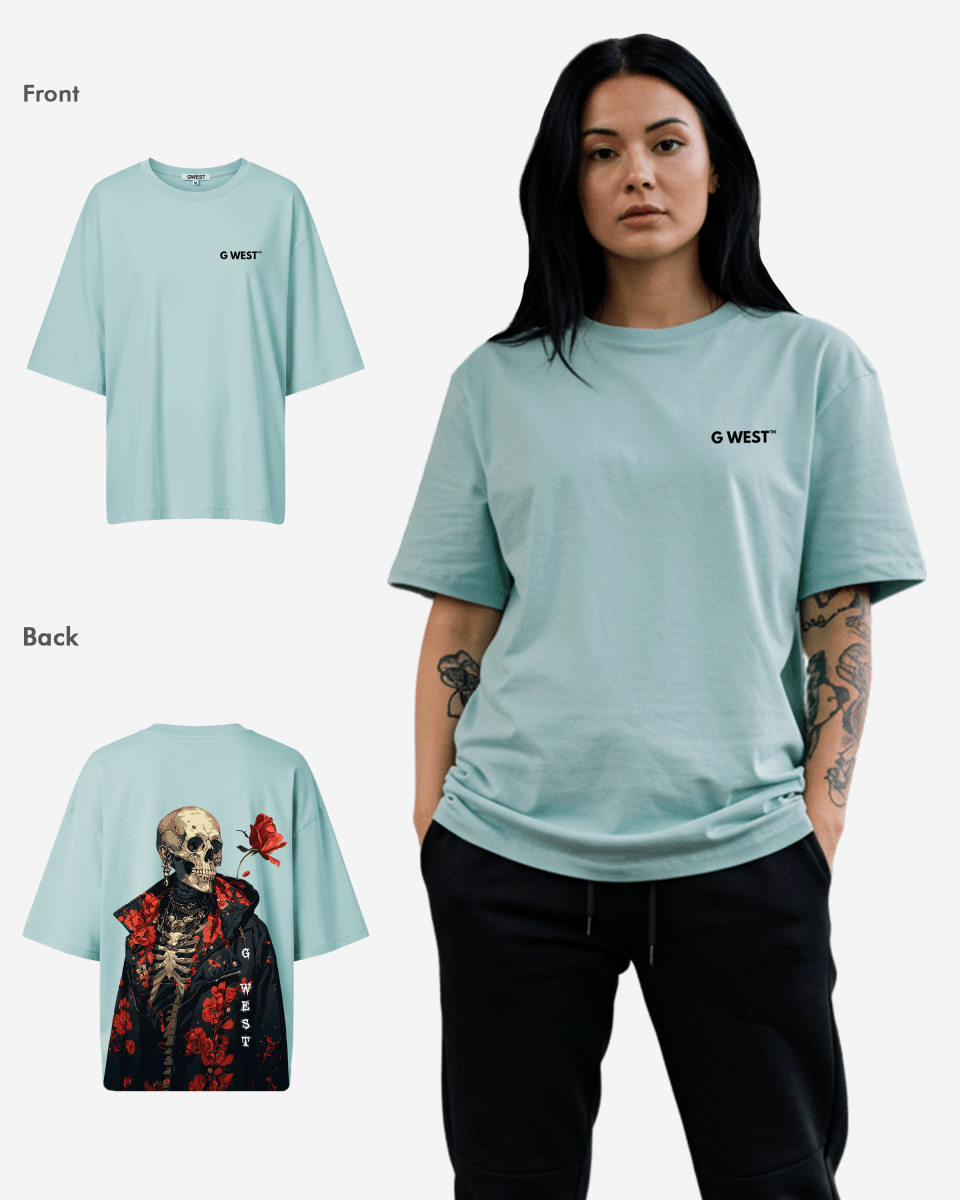 G West Oversized Skull & Rose T Shirt - WOMEN - G West