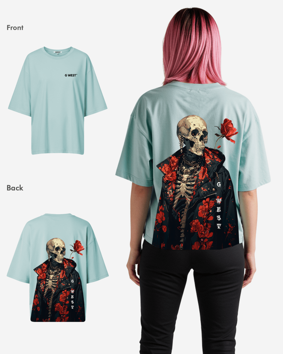 G West Oversized Skull & Rose T Shirt - WOMEN - G West