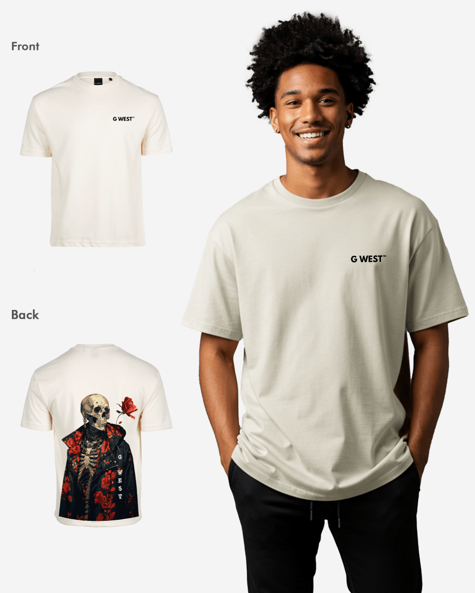 G West Oversized Skull & Rose T Shirt - G West