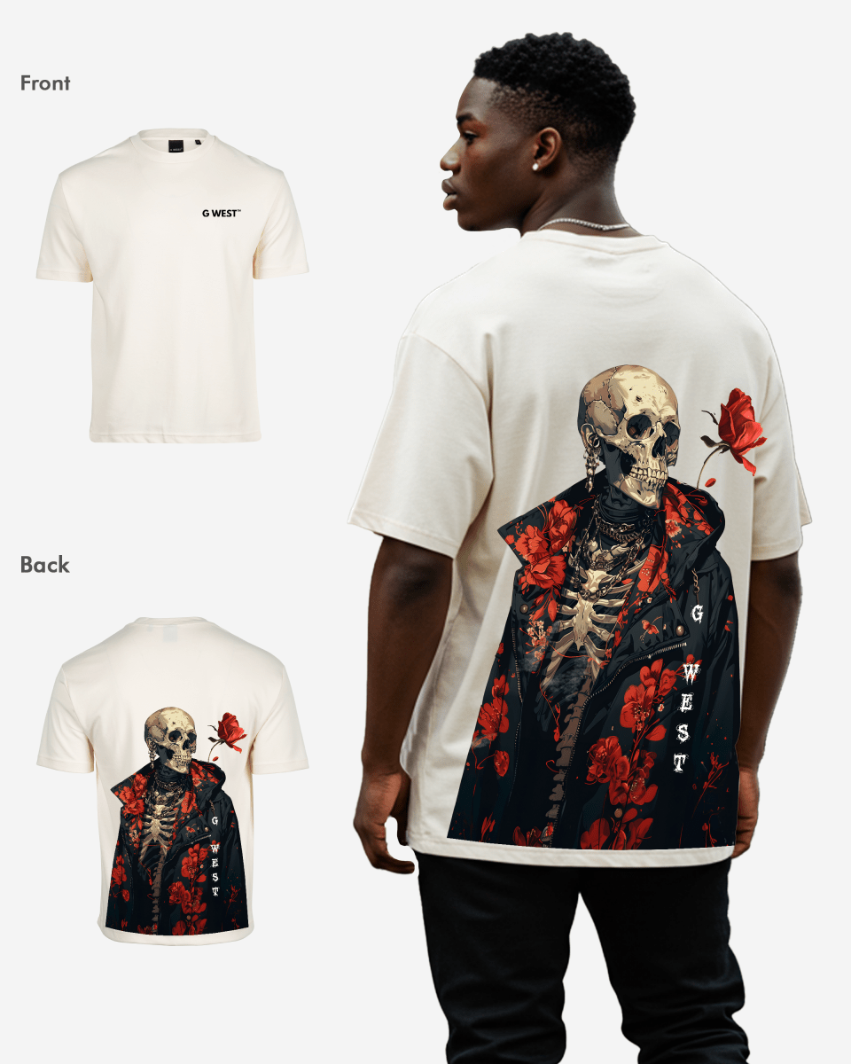 G West Oversized Skull & Rose T Shirt - G West