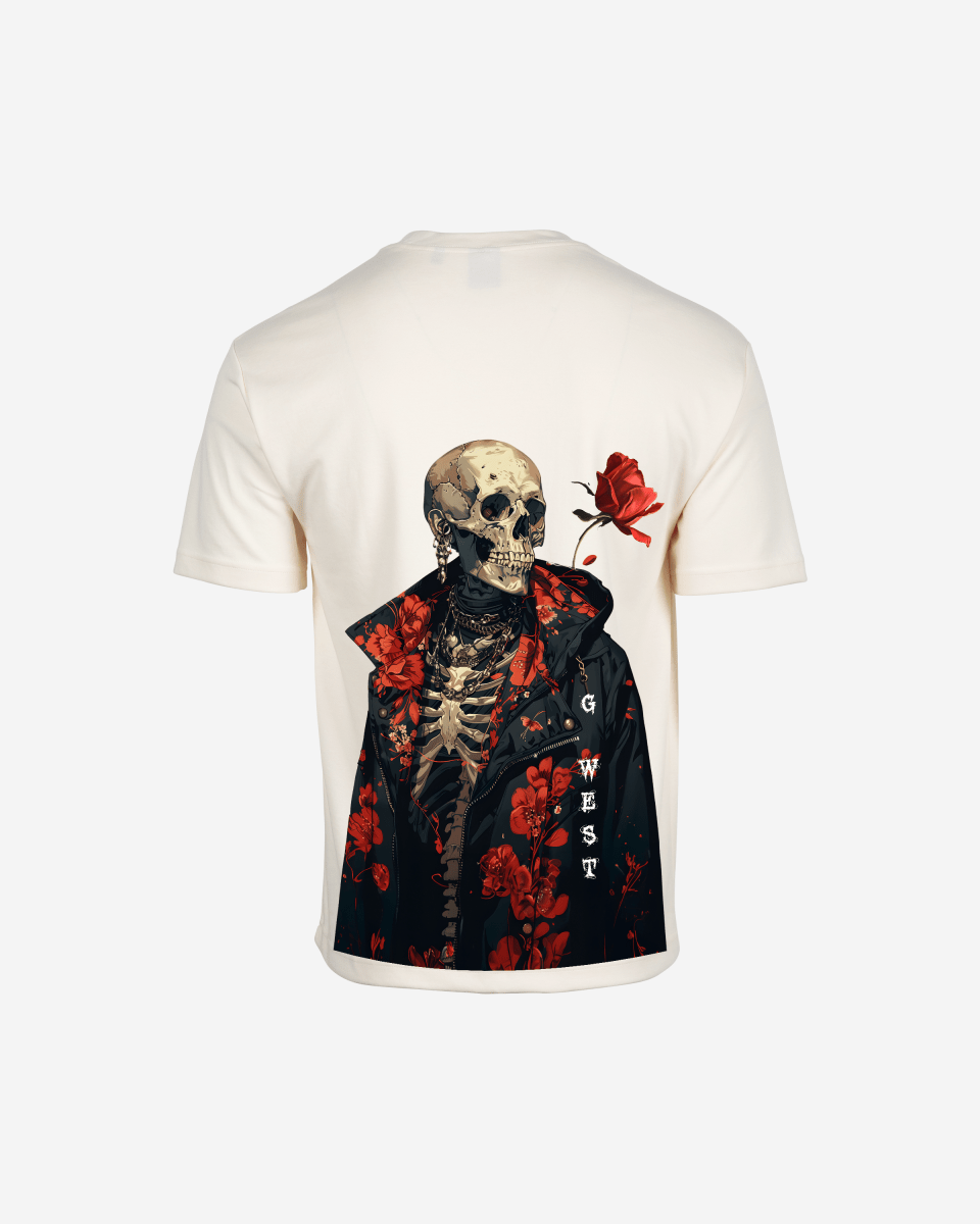 G West Oversized Skull & Rose T Shirt - G West