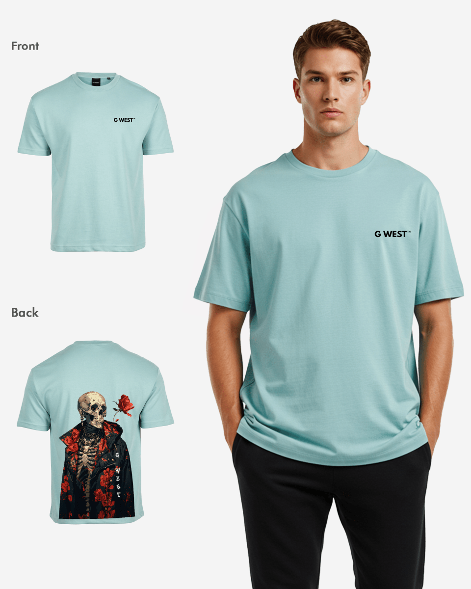 G West Oversized Skull & Rose T Shirt - G West
