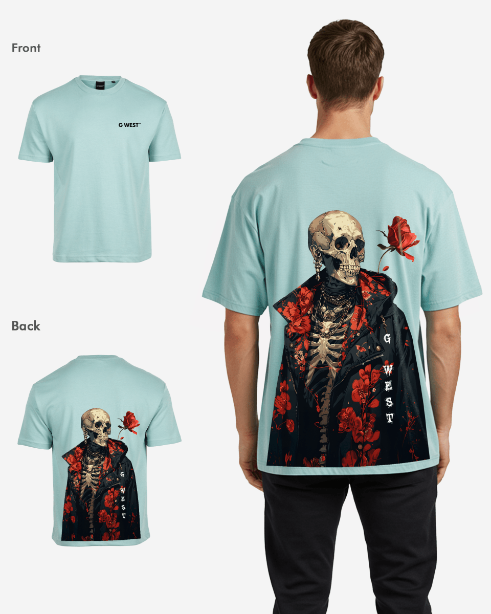 G West Oversized Skull & Rose T Shirt - G West