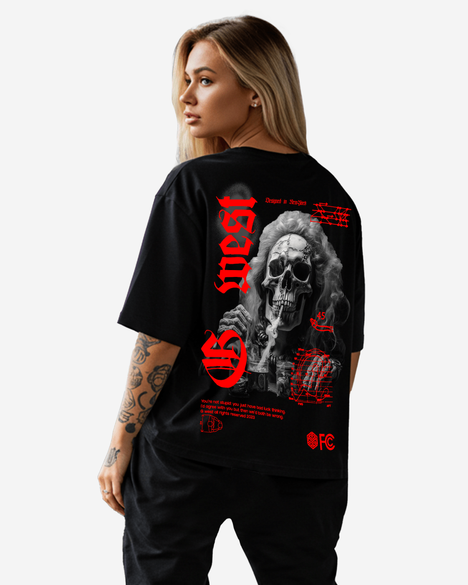 G West Oversized Smoke Skull Tee - Women - G West