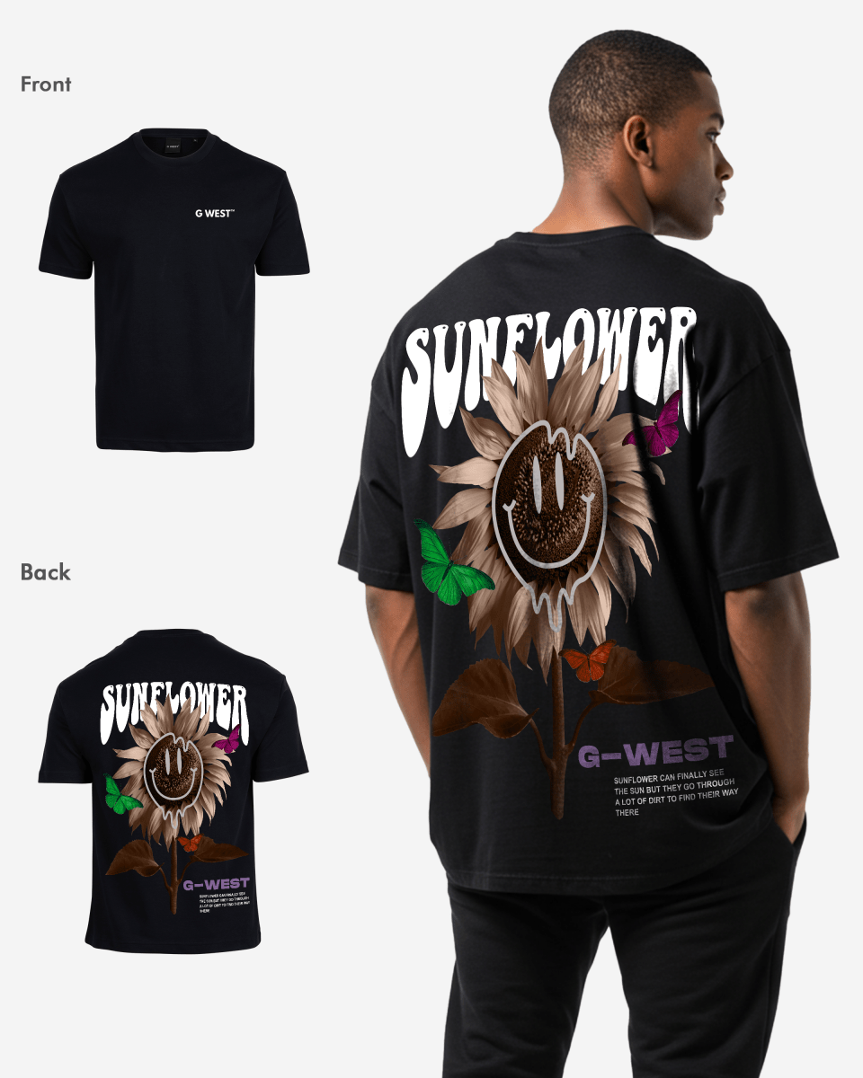 G West Oversized Sunflower Life Style T Shirt - G West
