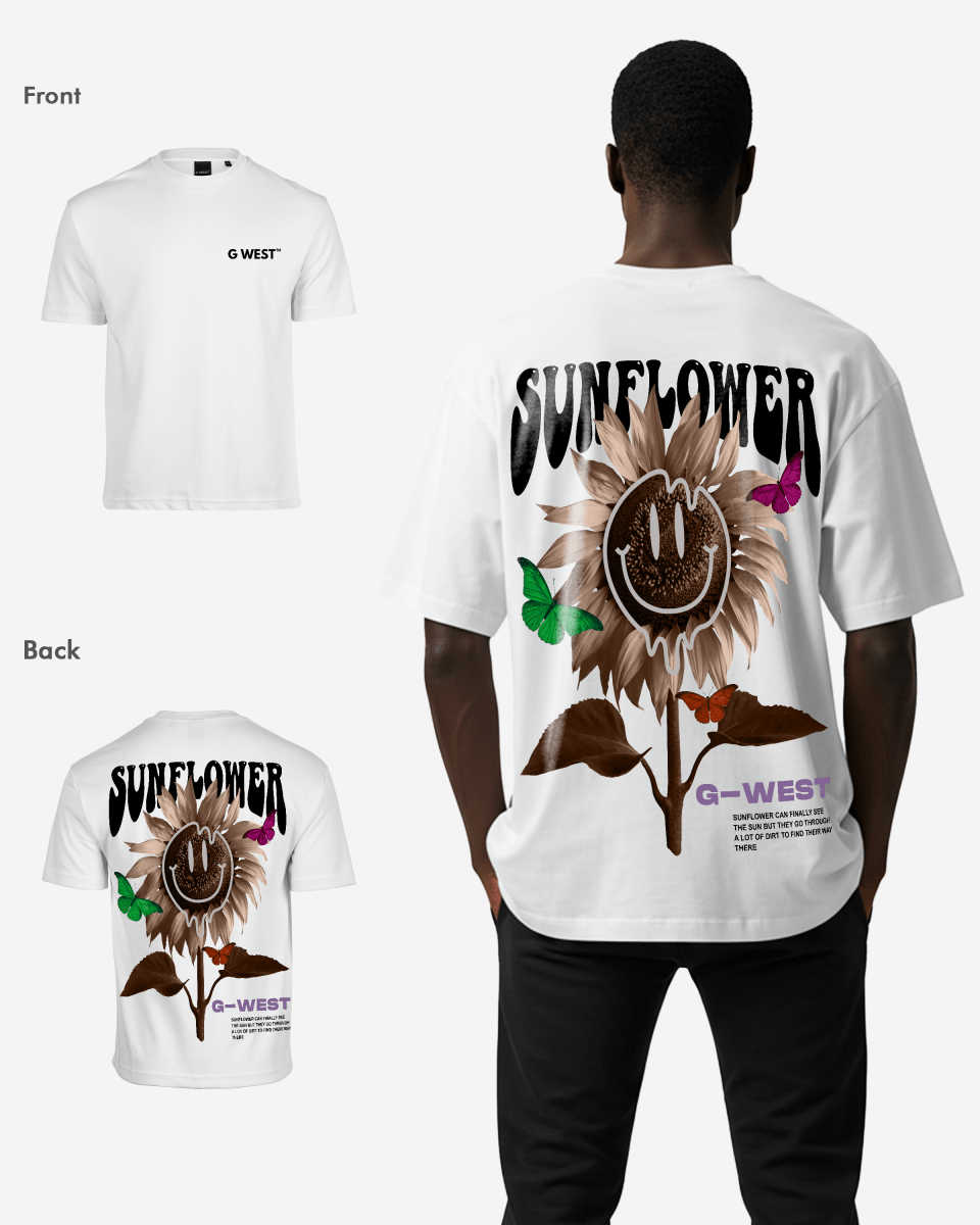 G West Oversized Sunflower Life Style T Shirt - G West
