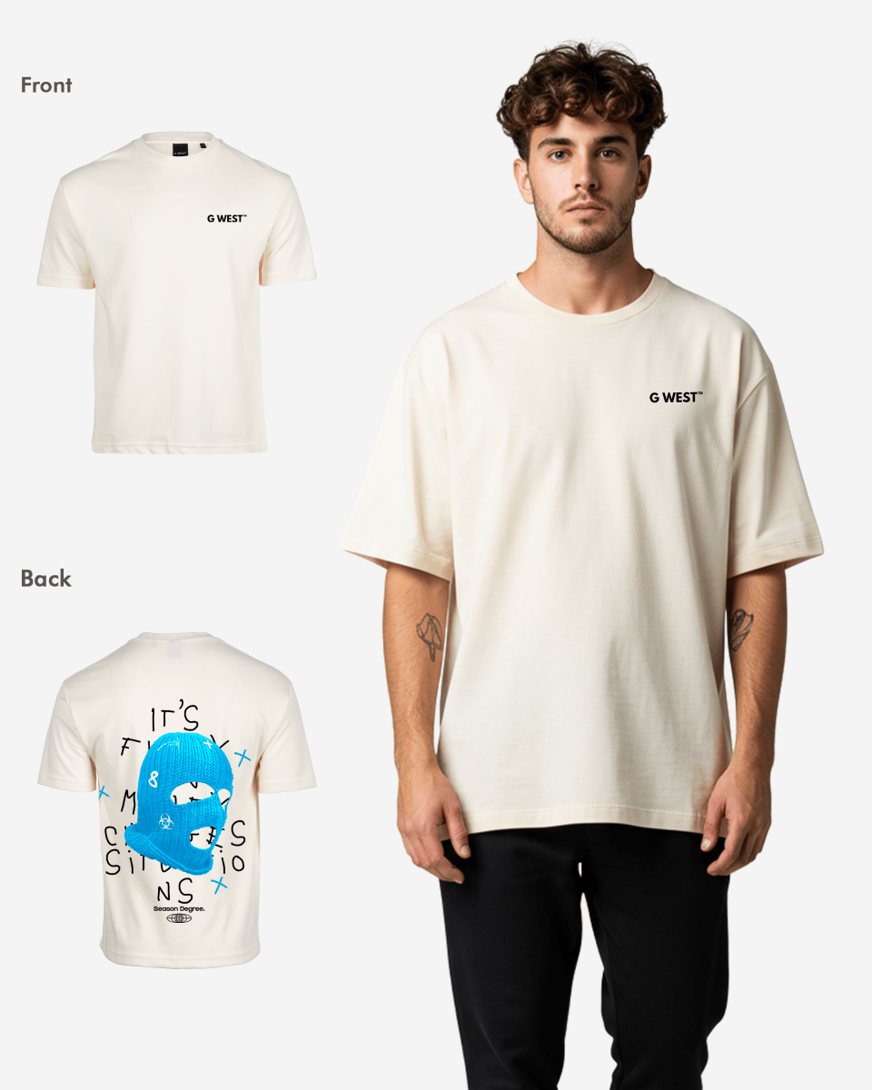 G West Oversized True Blue Ski Mask Oversized Tee Mens Style - G West