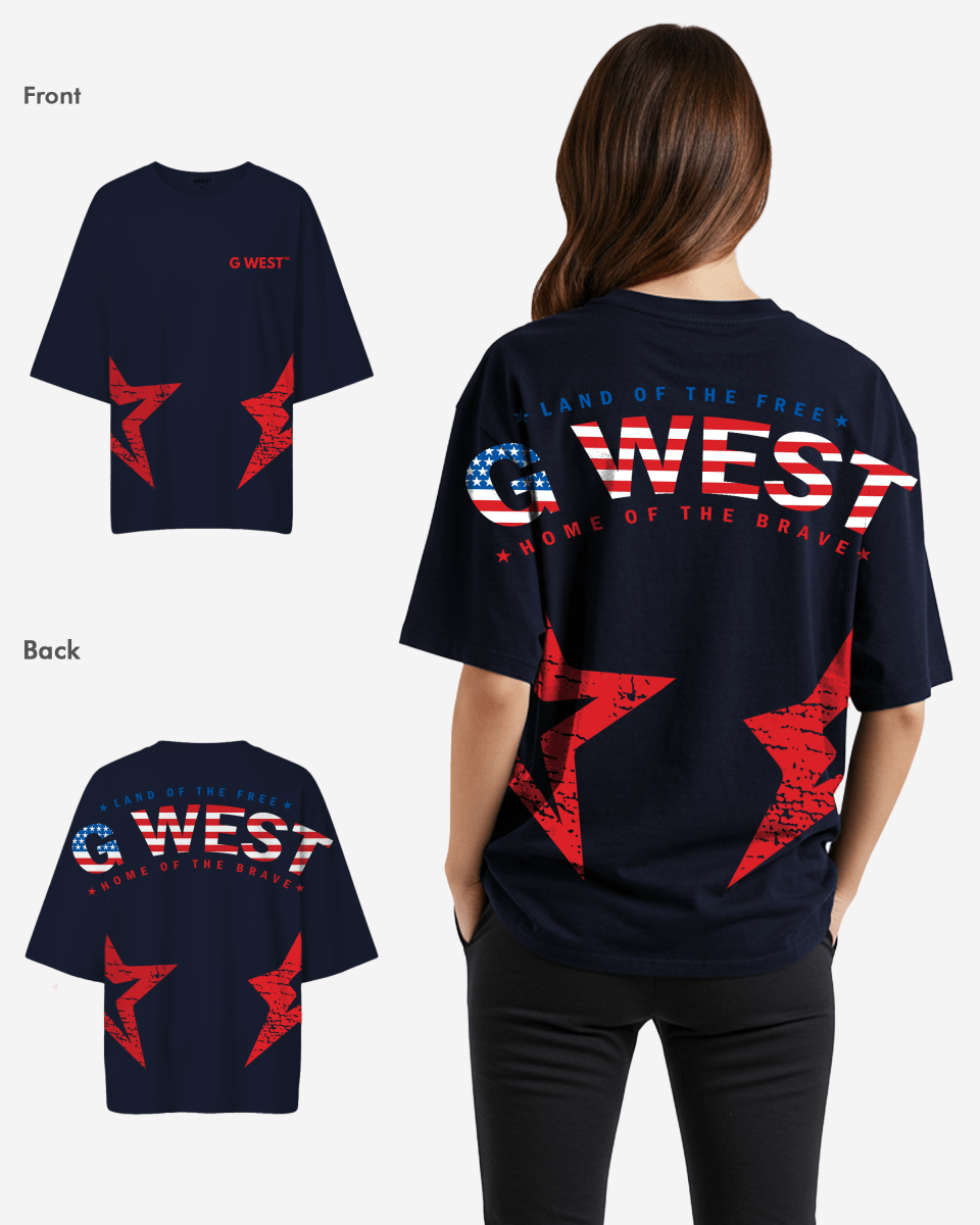 G West Oversized Usa Flag Arch Logo Tee - WOMEN - G West
