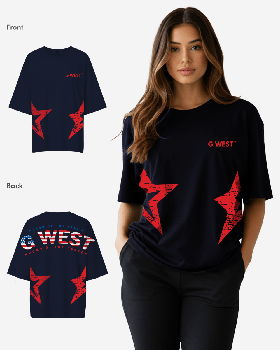 G West Oversized Usa Flag Arch Logo Tee - WOMEN - G West