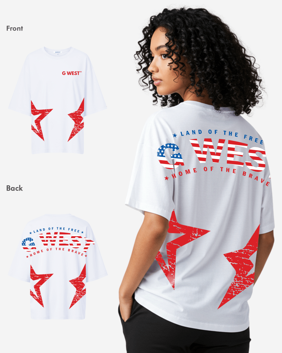 G West Oversized Usa Flag Arch Logo Tee - WOMEN - G West