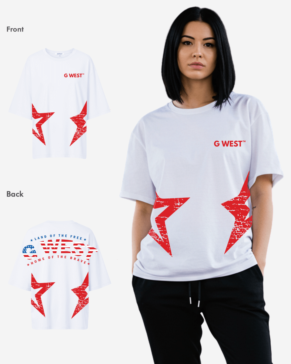 G West Oversized Usa Flag Arch Logo Tee - WOMEN - G West