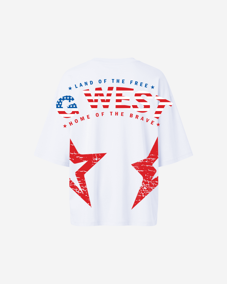 G West Oversized Usa Flag Arch Logo Tee - WOMEN - G West