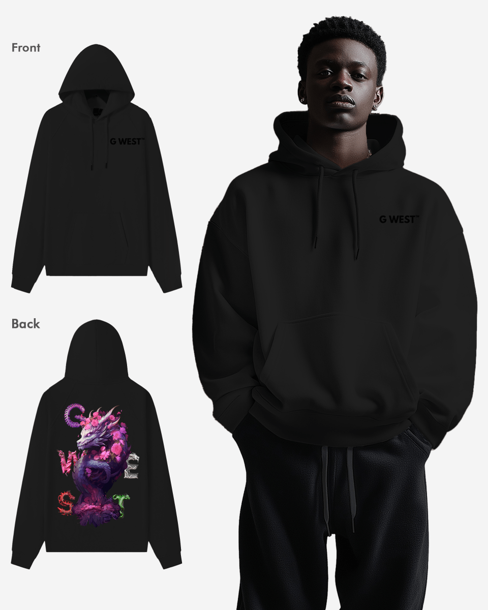 G West Purple Dragon Heavy Premium Oversize Hoodie - G West