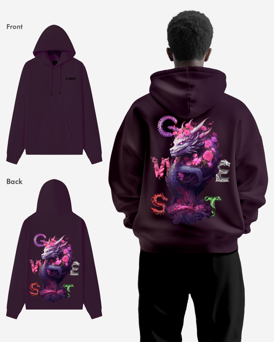 G West Purple Dragon Heavy Premium Oversize Hoodie - G West