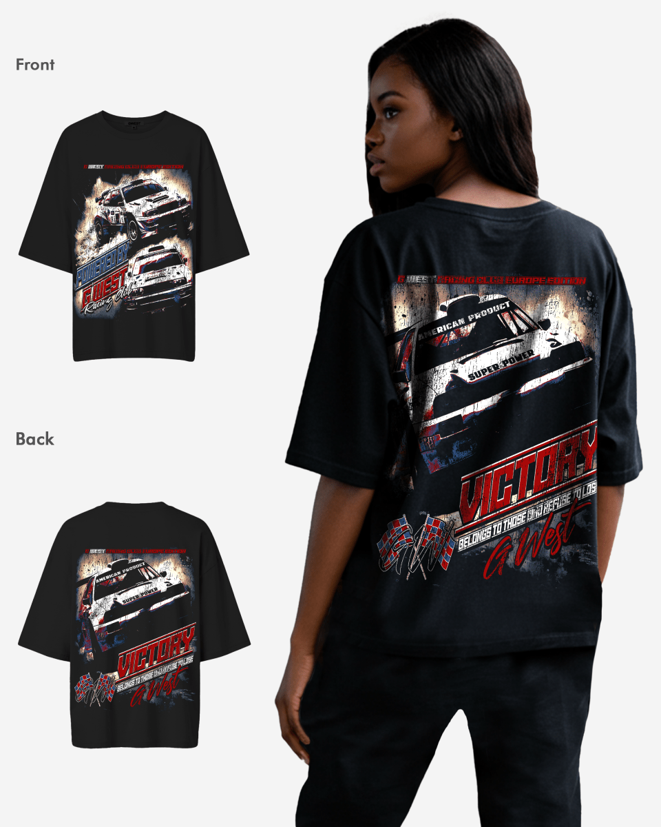 G West Racing Club Double Hit Premium Oversized Tee - WOMEN - G West