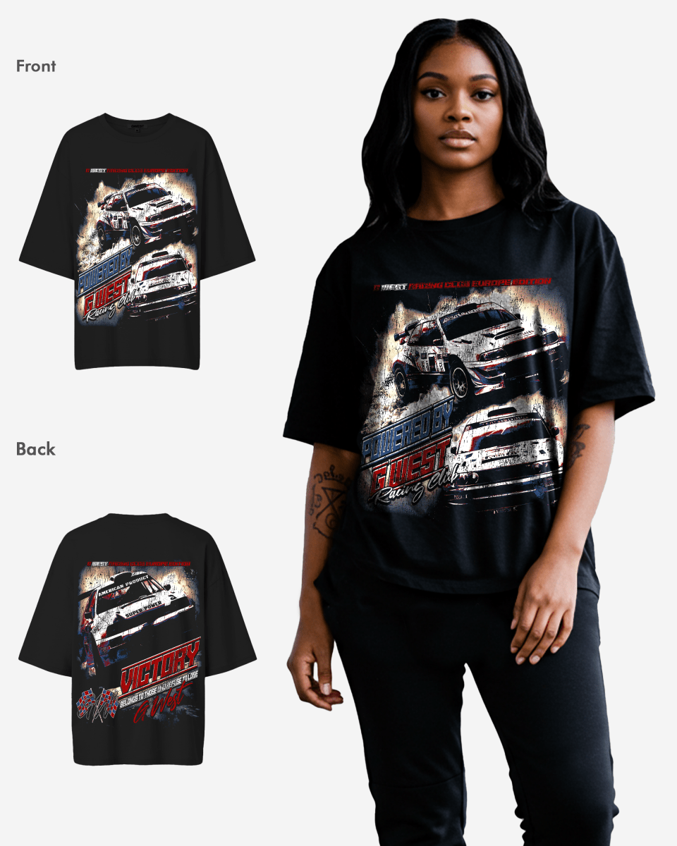 G West Racing Club Double Hit Premium Oversized Tee - WOMEN - G West