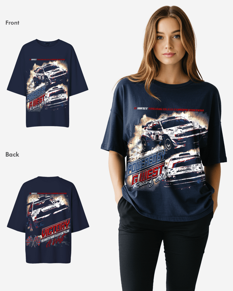 G West Racing Club Double Hit Premium Oversized Tee - WOMEN - G West