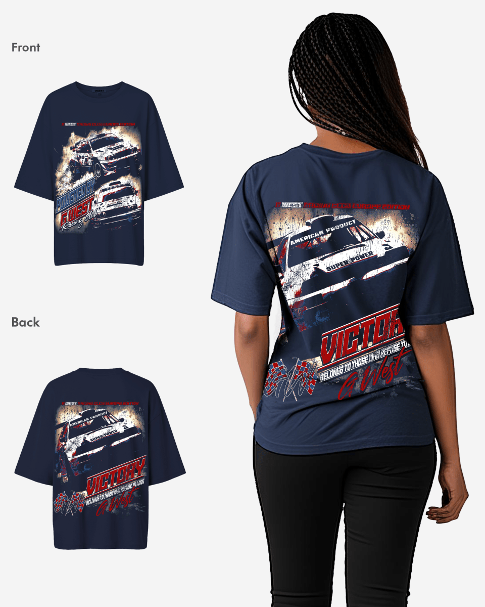 G West Racing Club Double Hit Premium Oversized Tee - WOMEN - G West