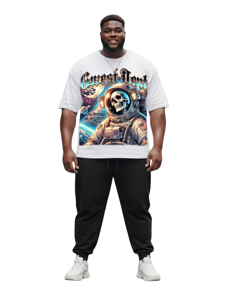 G West Rhinestone Astro Ghost Men's Big And Tall T-Shirt - G West
