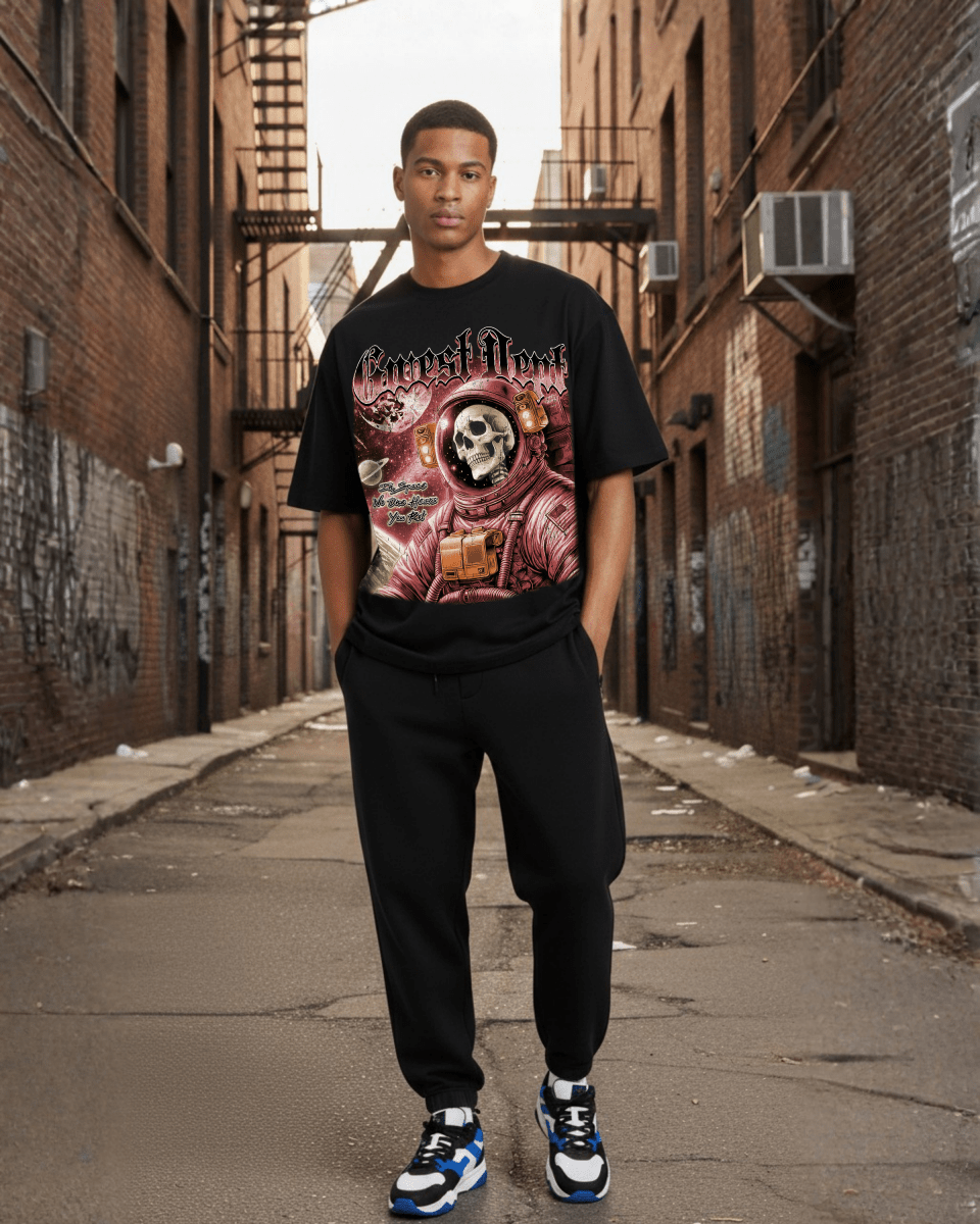 G West Rhinestone Astro Ghost Oversized Men's T-Shirt - G West