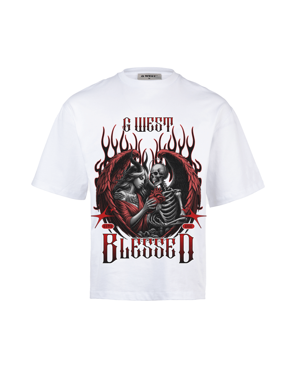 G West Rhinestone Blessed Big And Tall Oversized T-Shirt - G West
