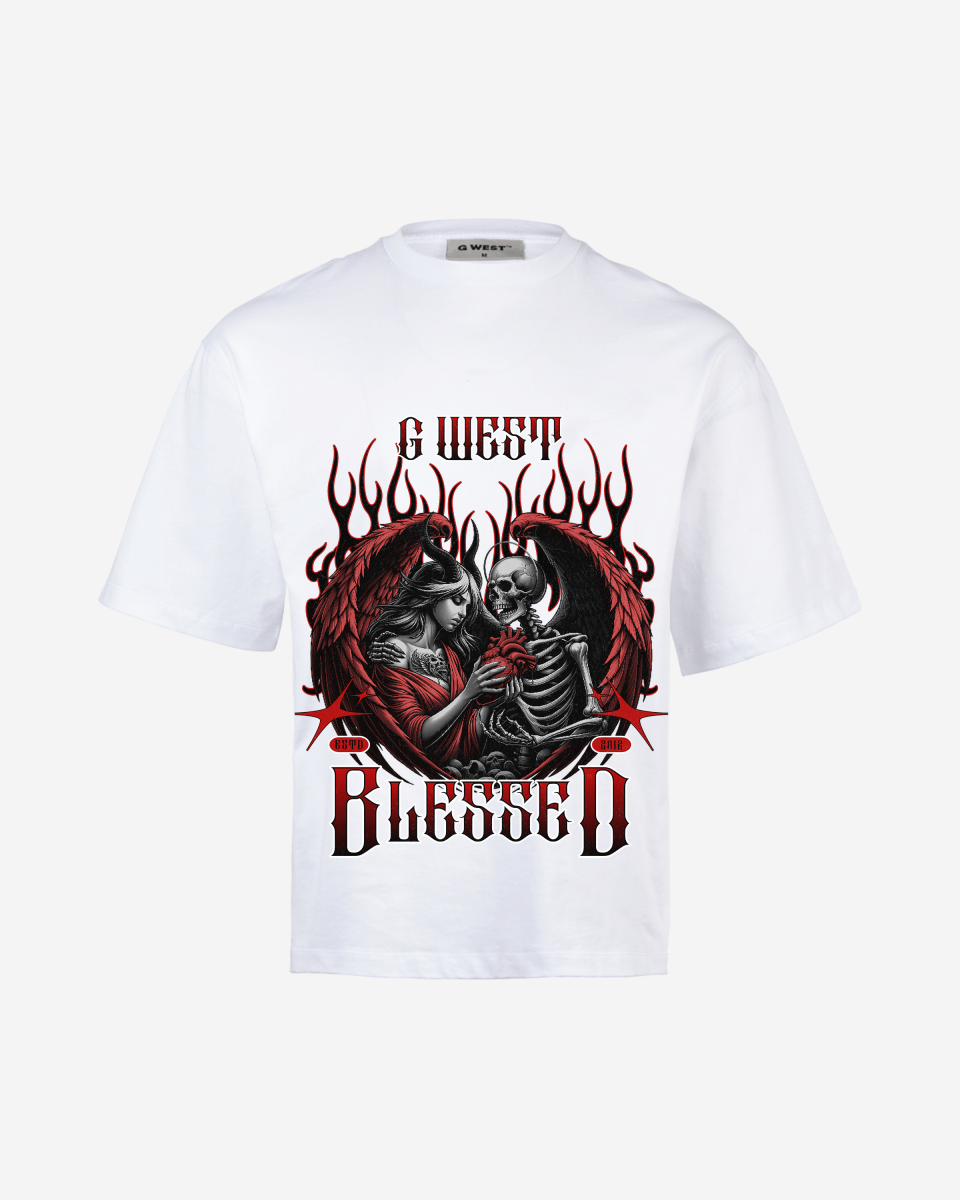 G West Rhinestone Blessed Men's Oversized T-Shirt - G West