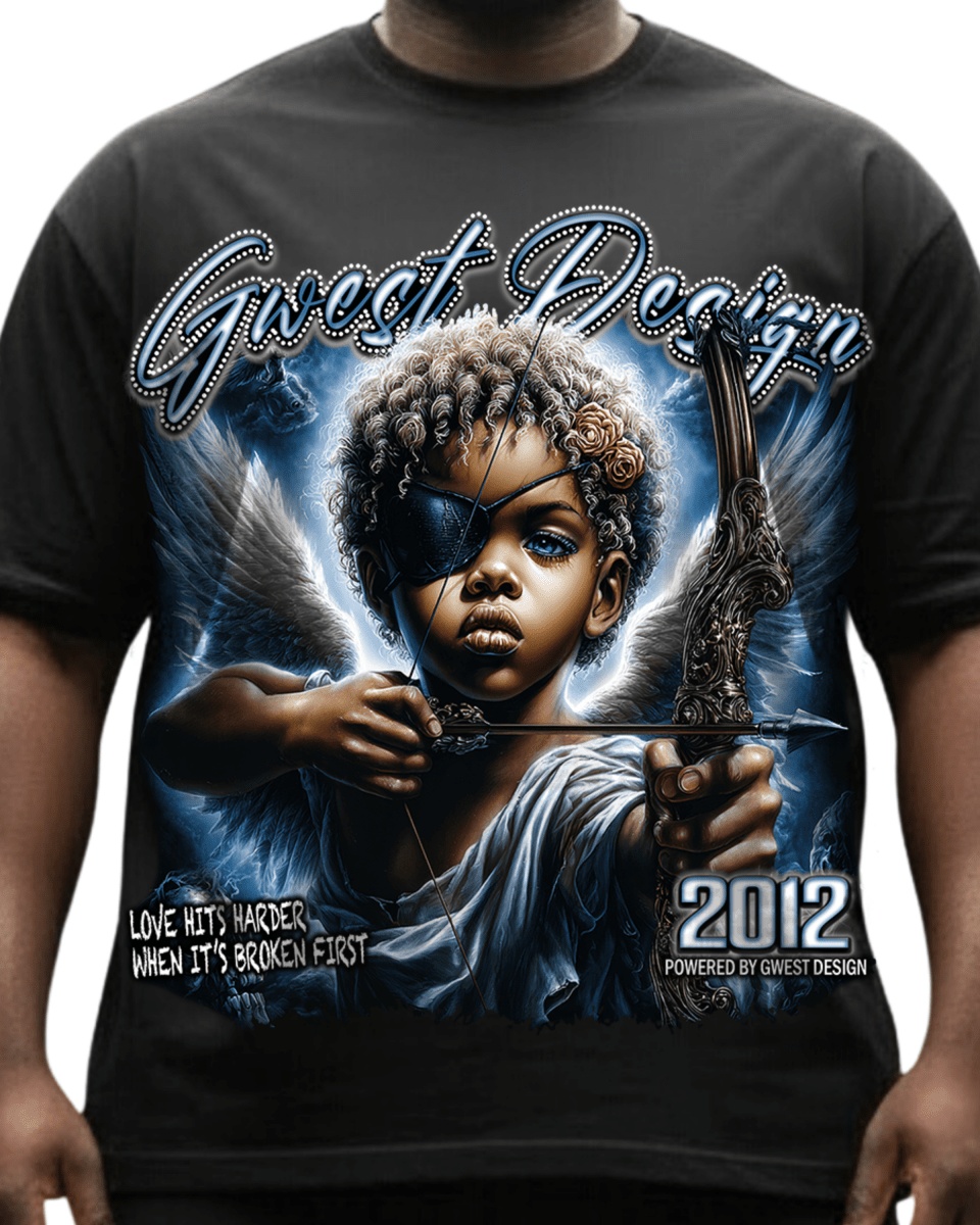 G West Rhinestone Broken Angel Men's Big And Tall T-Shirt - G West